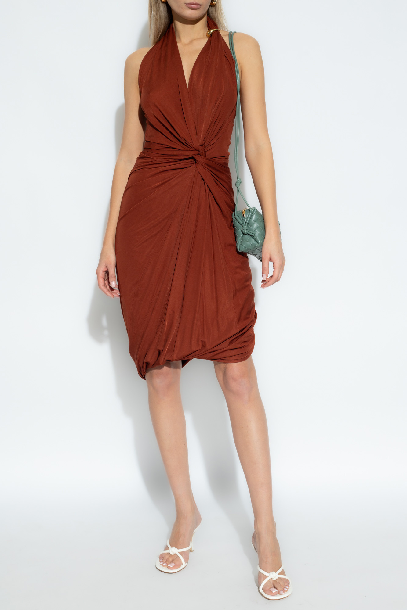 Brown Draped dress Bottega Veneta - Vitkac GB